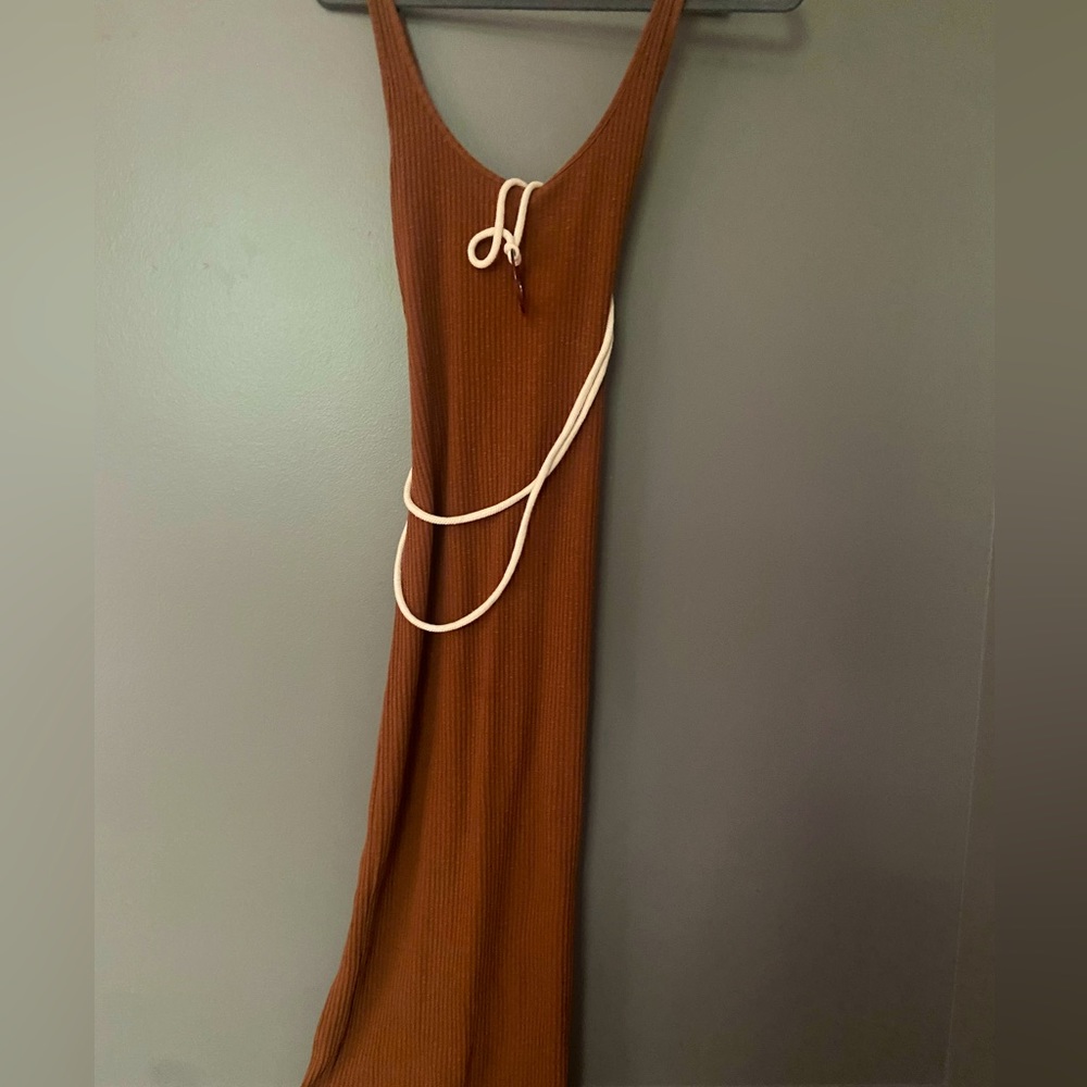 Bershka branded reddish brown midi dress